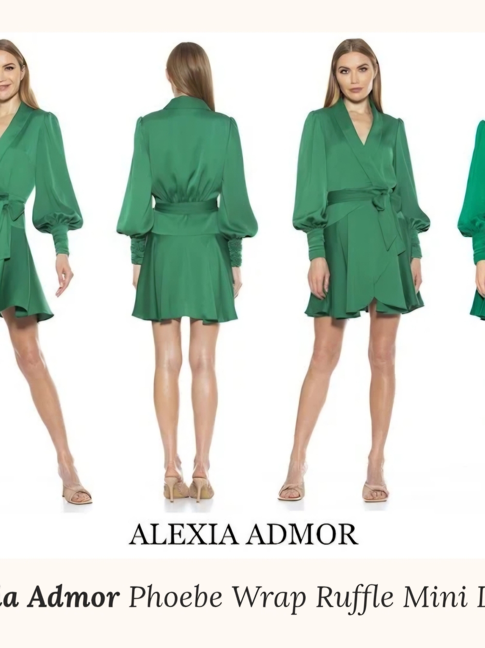 Alexia Admor Green Phoebe Wrap Ruffle Mini Dress